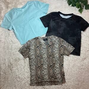 [Bundle] Women’s round neck crop top shirts x3